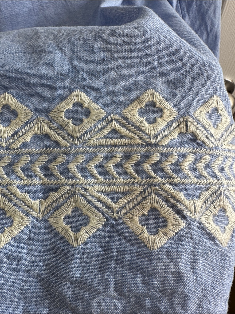 THML Light Blue Embroidered Halter Dress with Cream Accents - Picture 6 of 8